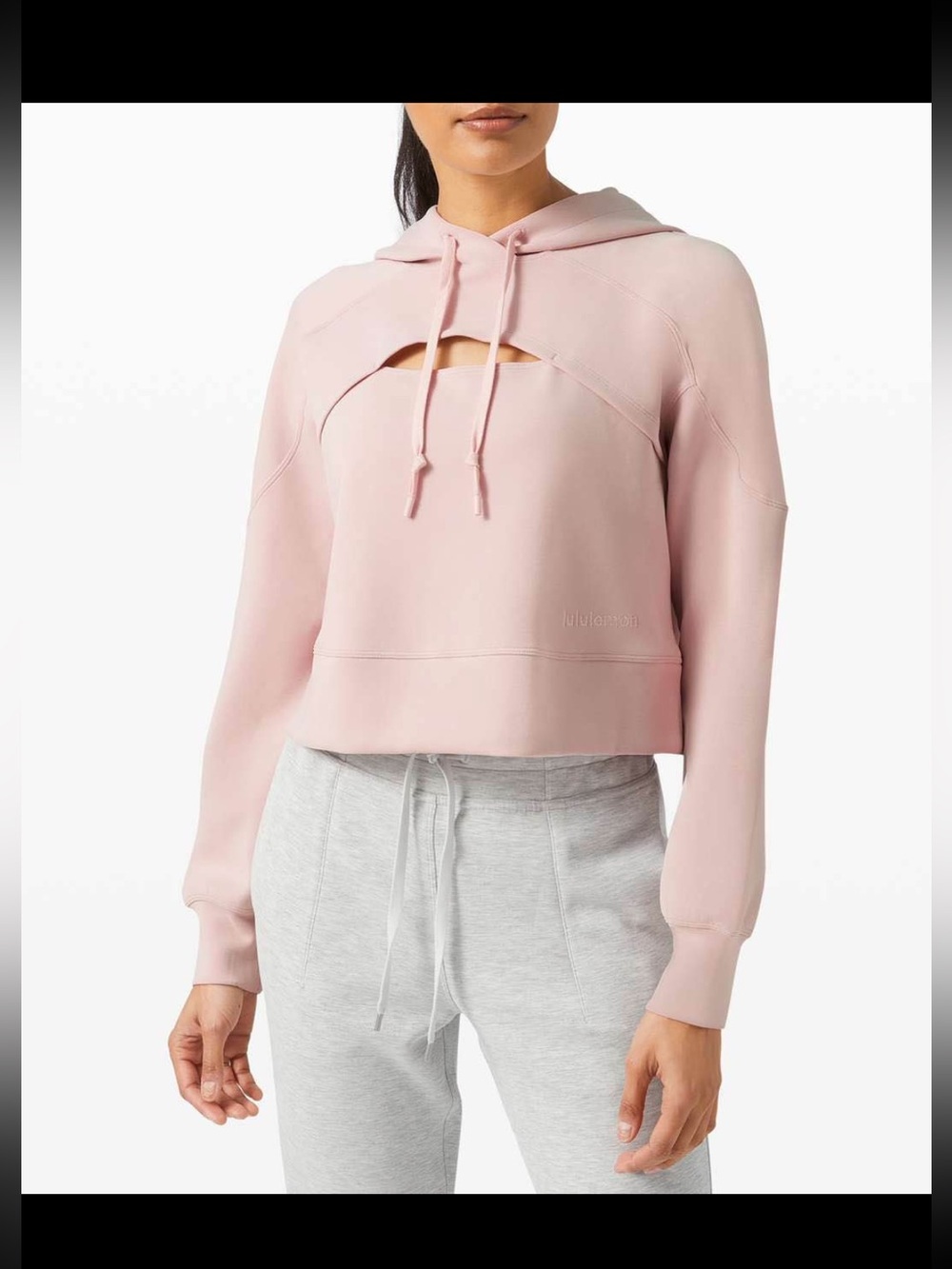 Lululemon Pink Cropped Cut Out Hoodie